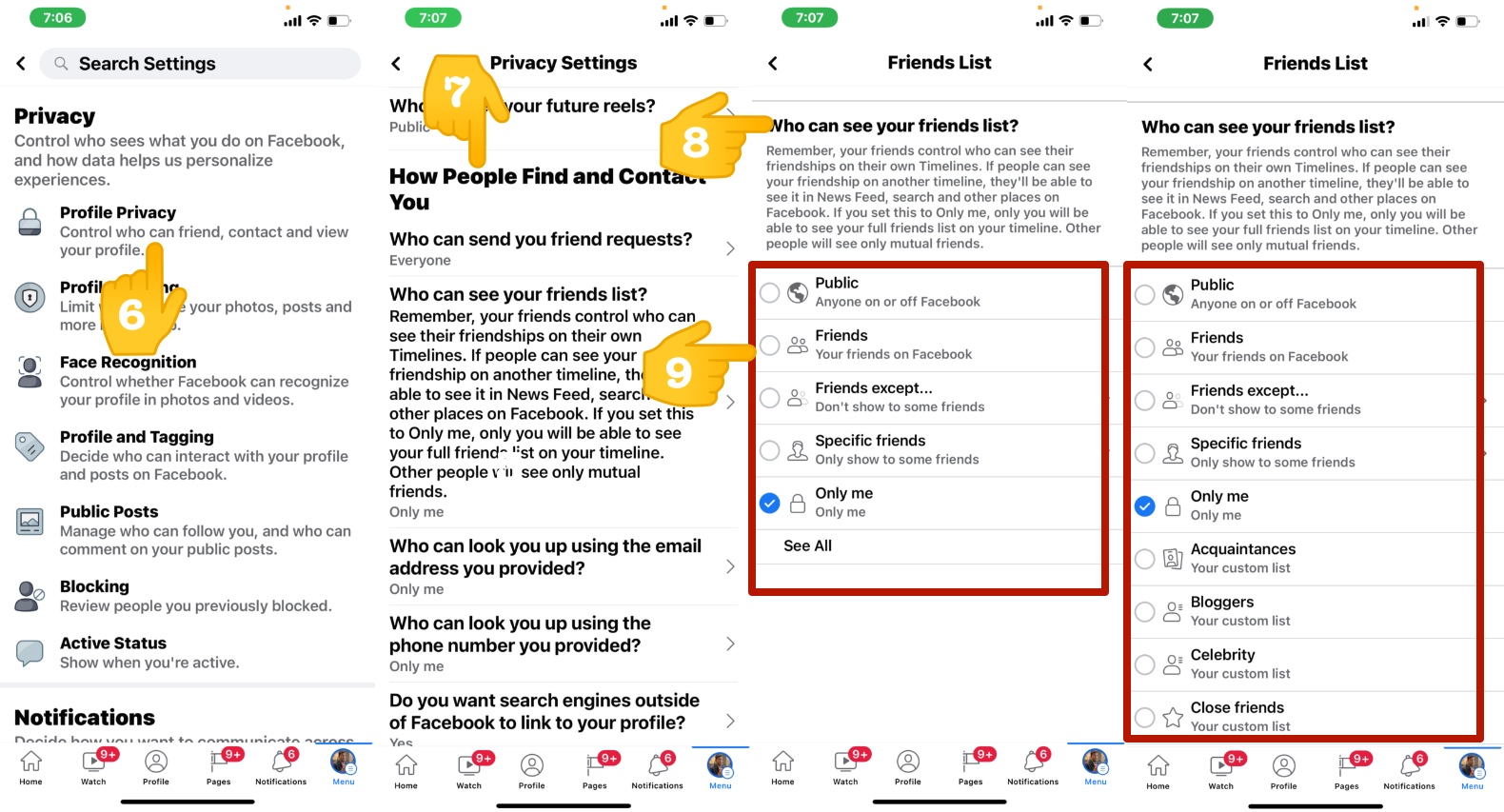 How to hide friends list on Facebook iOS app